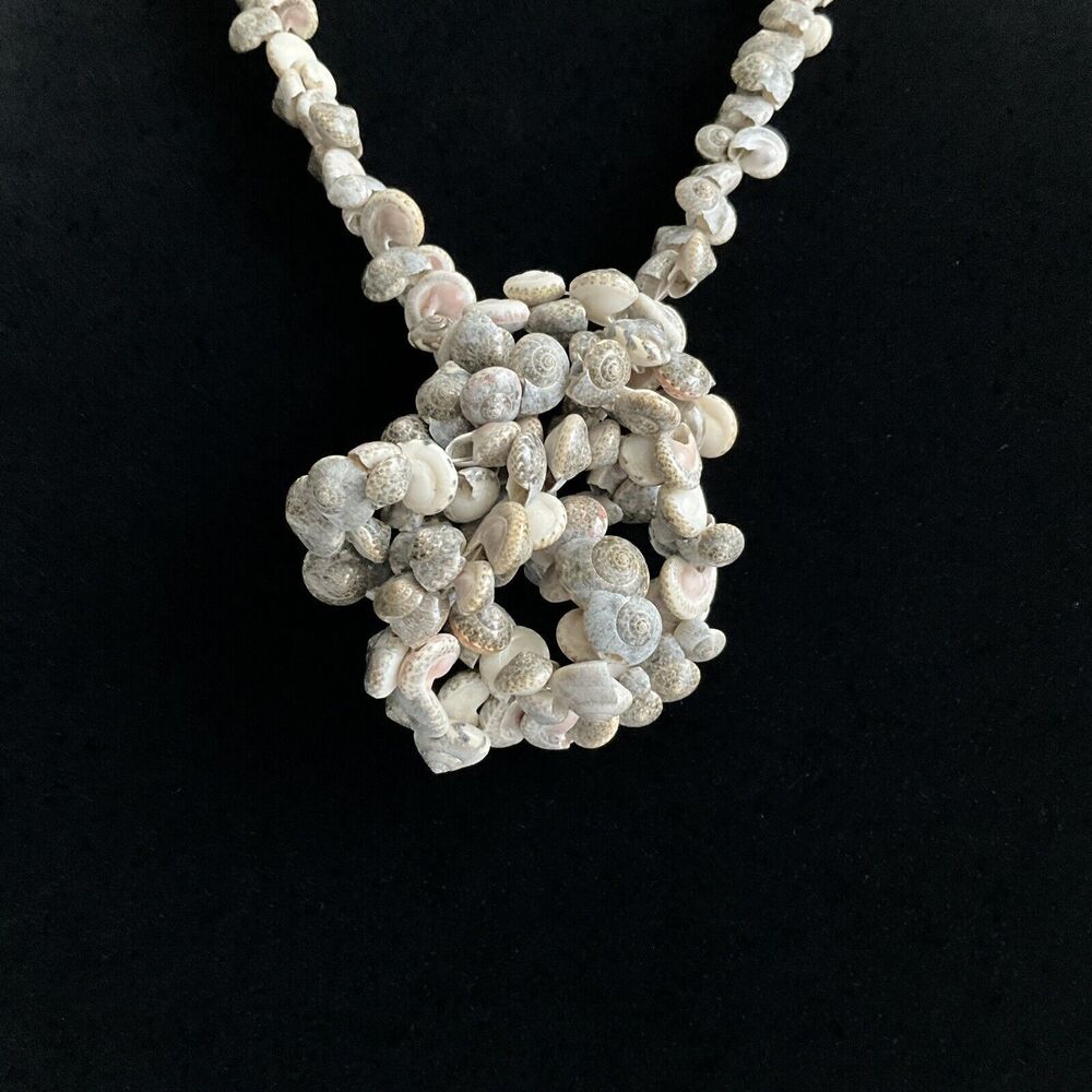 Shell Necklace Long Tiny Sea Shell Beaded Pearles… - image 3